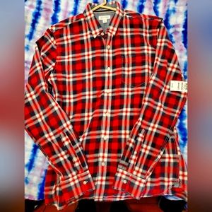 Red and ue plaid Button down